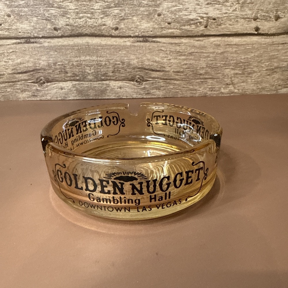 Vintage Golden Nugget Casino Glass Ashtray Gambling Hall Downtown Las Vegas